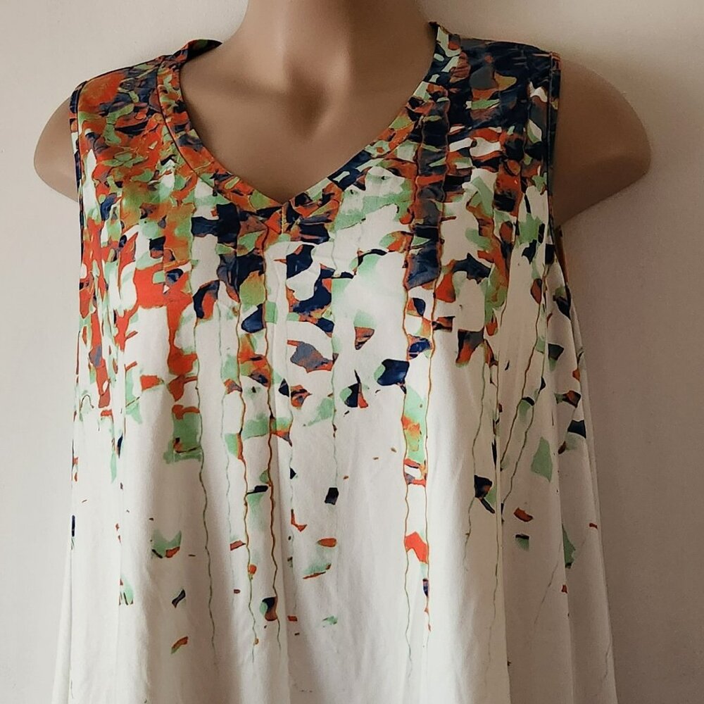 Shein Curve tank sz 3X colorful cascade blue orange green well loved